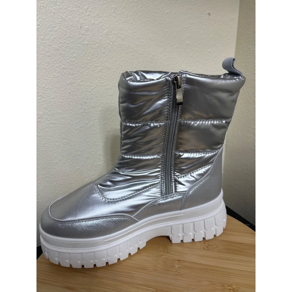 Dirty Laundry Dashh Puff Platform Bootie Size 8 Silver Metallic Quilted Puffer